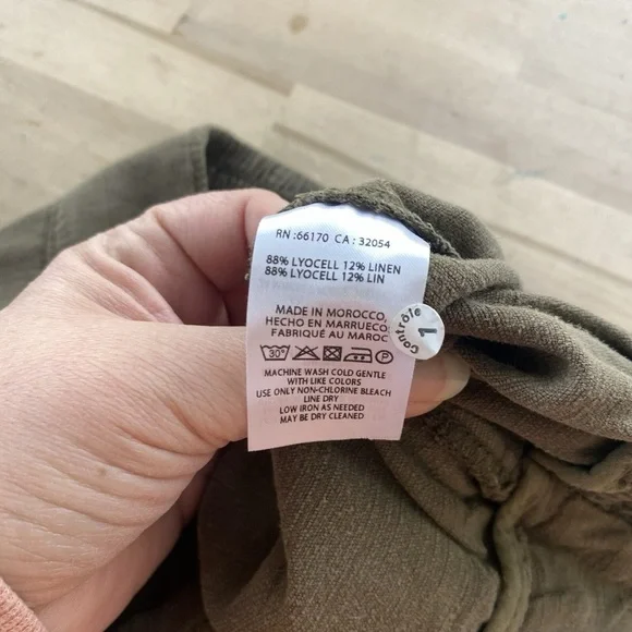 Anthropologie Boho Oceanside Green Cropped Wide Leg Pant High Waist Button Front - Picture 7 of 7